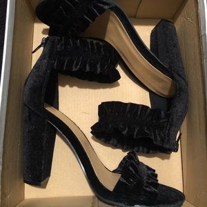 Black Velvet Rampage Heeled Sandals - NIB